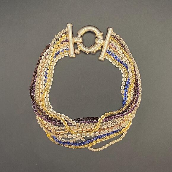 Gorgeous MILOR Multi-Strand Colorful Bracelet 925 Sterling Silver Made in Italy - Picture 1 of 10